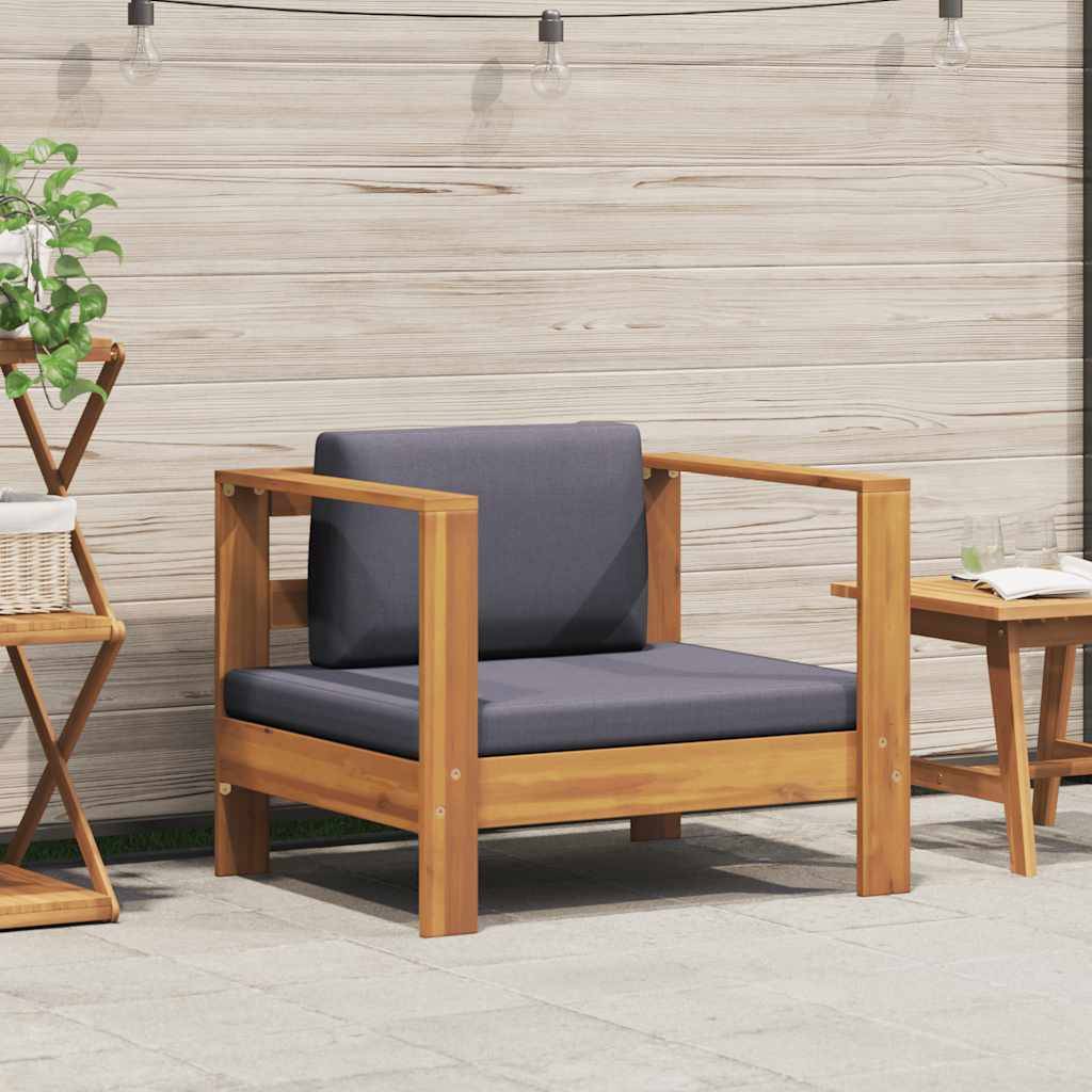 vidaXL Gartenstuhl mit Auflagen Dunkelgrau Akazie Massivholz