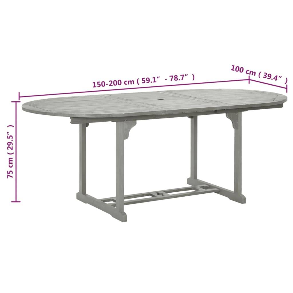 vidaXL Gartentisch Grau 200x100x75 cm Massivholz Akazie