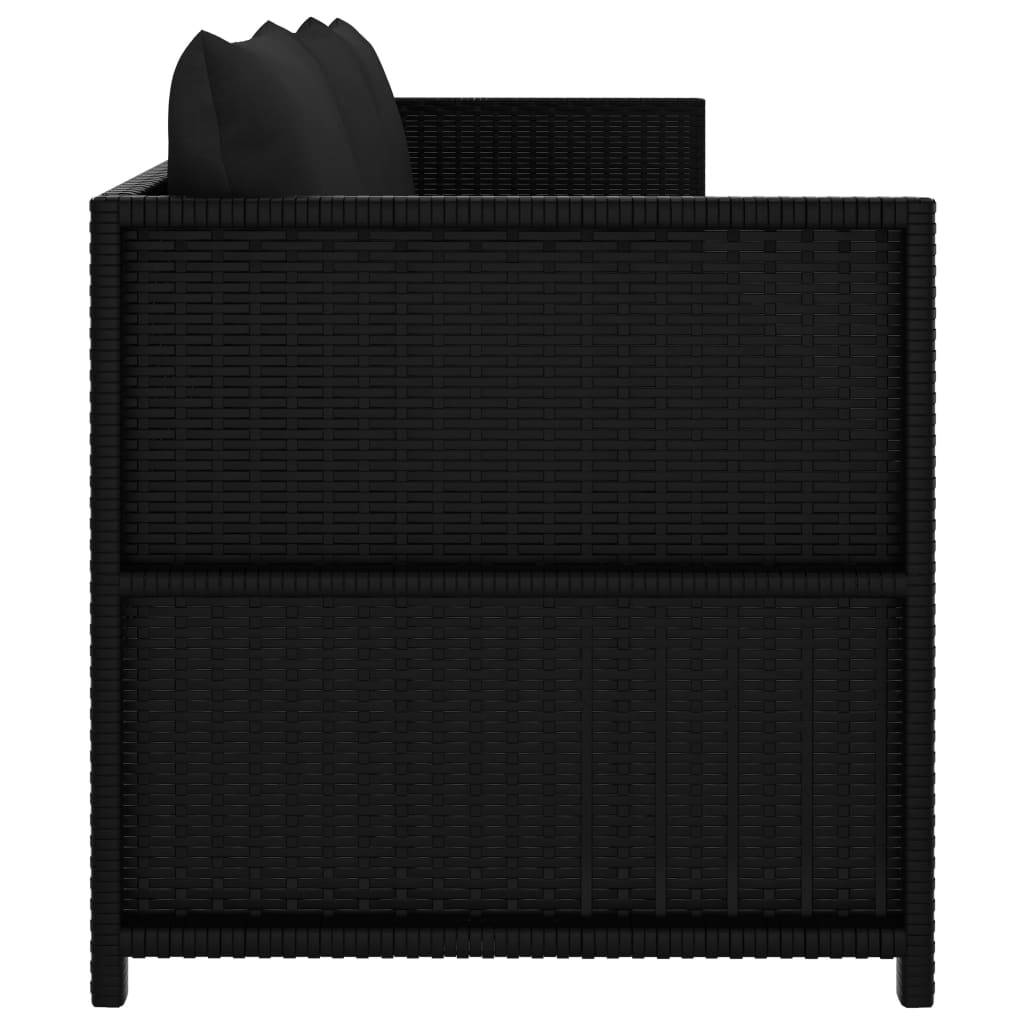 vidaXL 3-tlg. Garten-Lounge-Set mit Auflagen Poly Rattan Schwarz