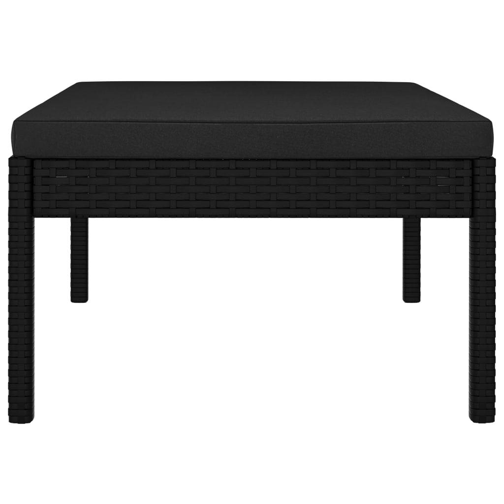 vidaXL 3-tlg. Garten-Lounge-Set mit Auflagen Poly Rattan Schwarz