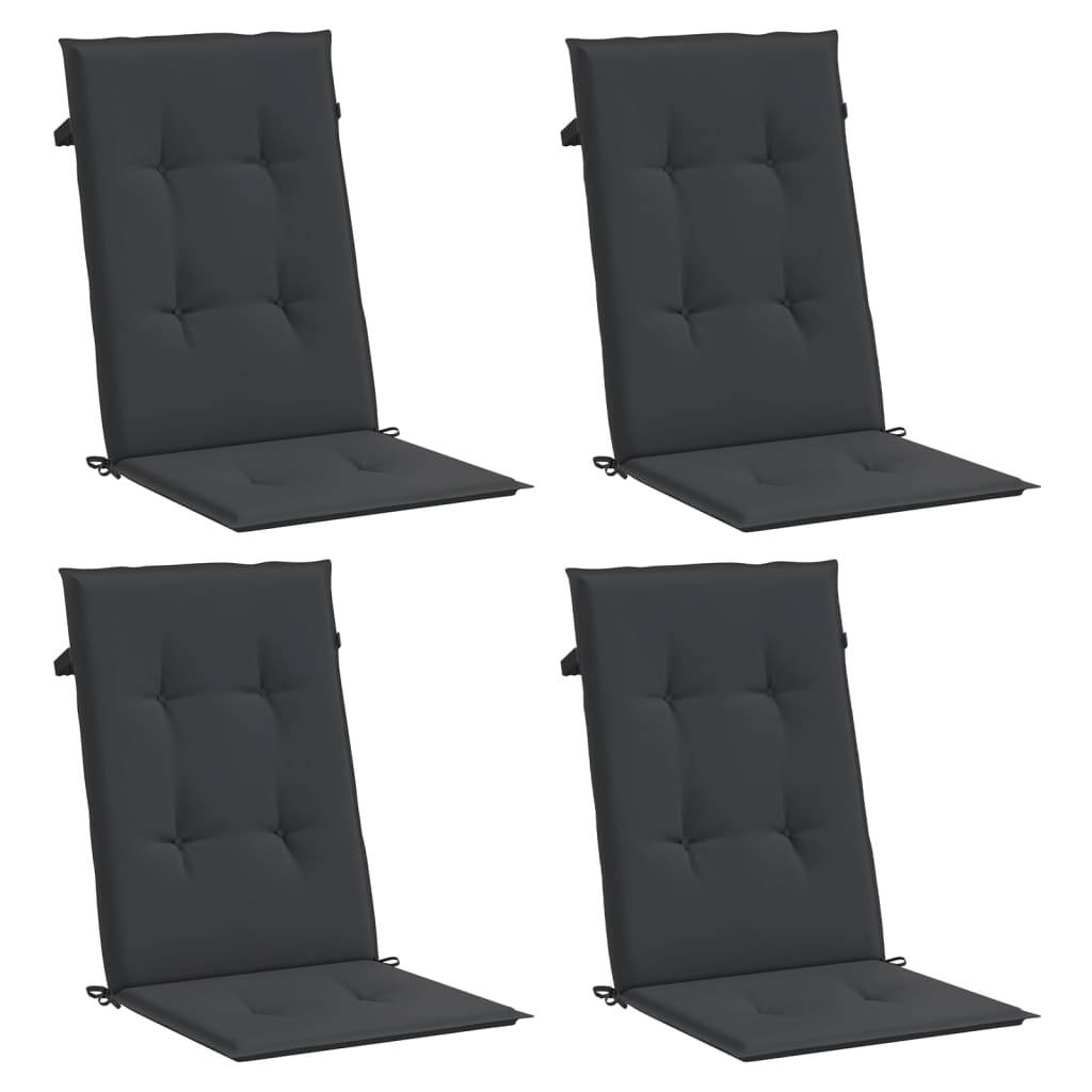 vidaXL Gartenstuhlauflagen für Hochlehner 4 Stk. Schwarz 120x50x3 cm
