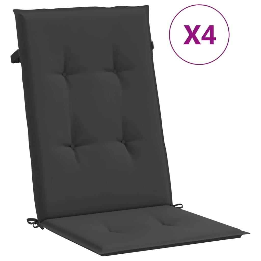 vidaXL Gartenstuhlauflagen für Hochlehner 4 Stk. Schwarz 120x50x3 cm
