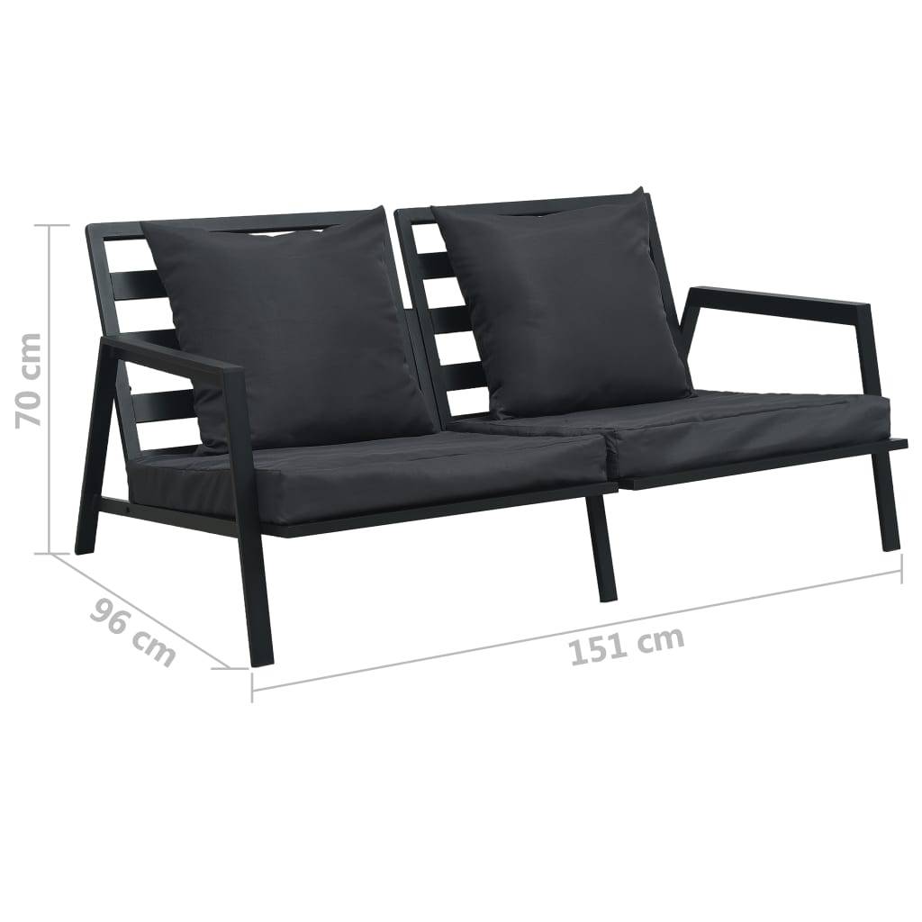vidaXL 5-tlg. Garten-Lounge-Set mit Auflagen Aluminium Dunkelgrau