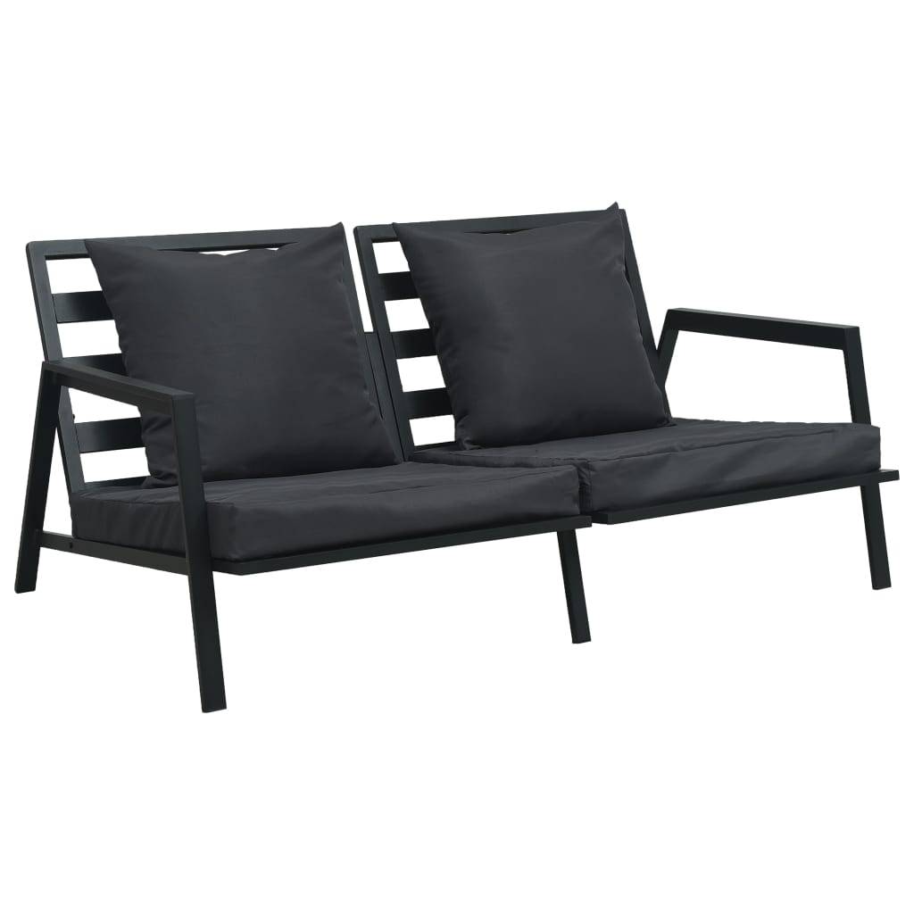 vidaXL 4-tlg. Outdoor-Lounge-Set mit Kissen Aluminium Dunkelgrau