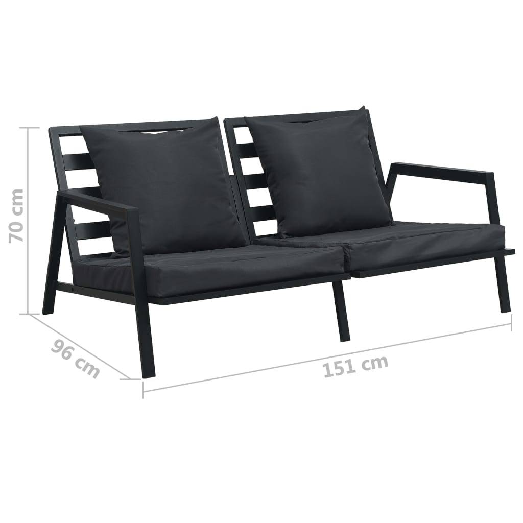 vidaXL 4-tlg. Outdoor-Lounge-Set mit Kissen Aluminium Dunkelgrau