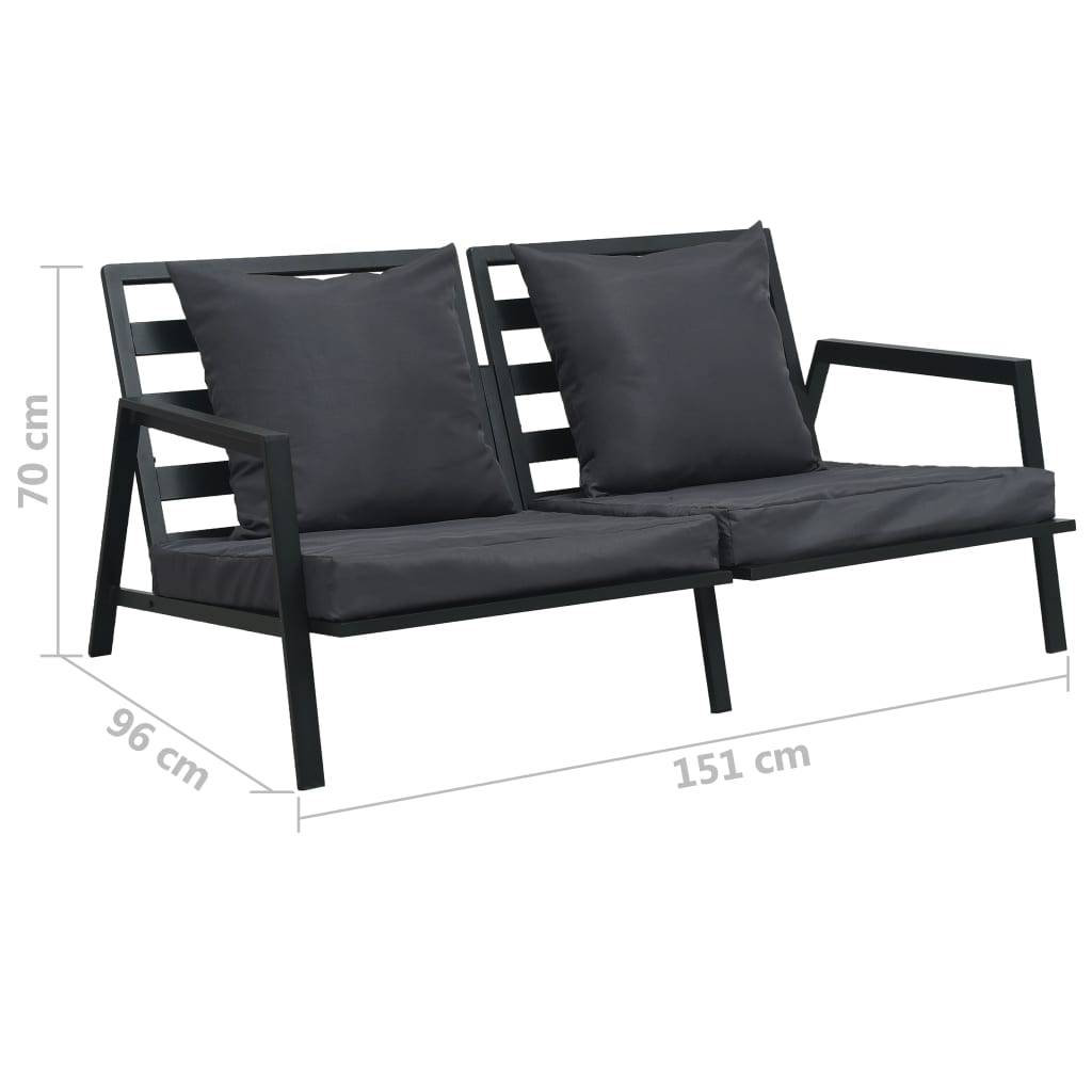 vidaXL 5-tlg. Garten-Lounge-Set mit Auflagen Aluminium Dunkelgrau