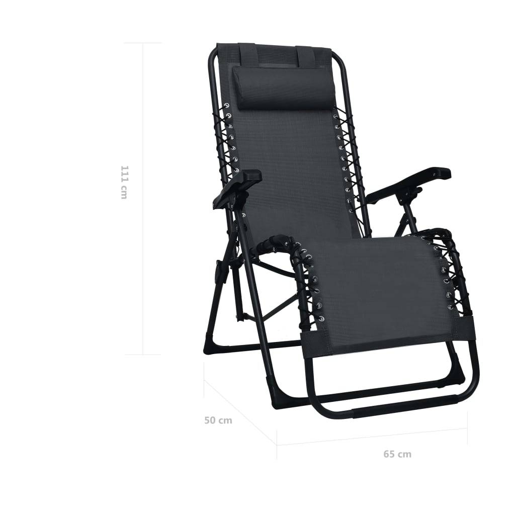 vidaXL Liegestuhl Klappbar Schwarz Textilene