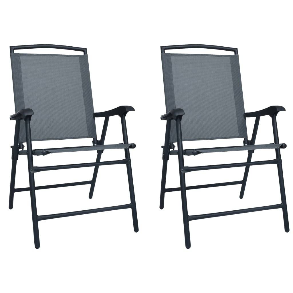 vidaXL Klappbare Gartenstühle 2 Stk. Textilene Grau