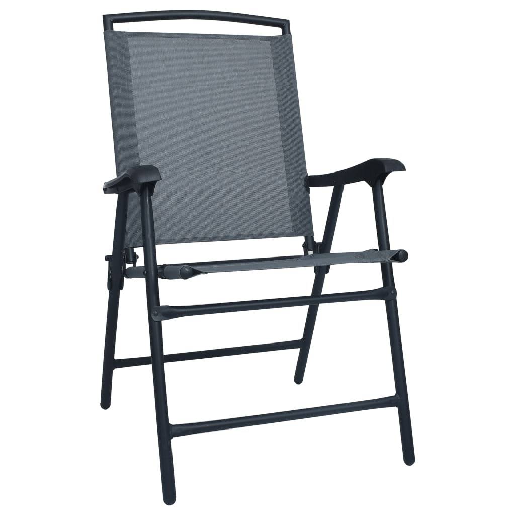 vidaXL Klappbare Gartenstühle 2 Stk. Textilene Grau