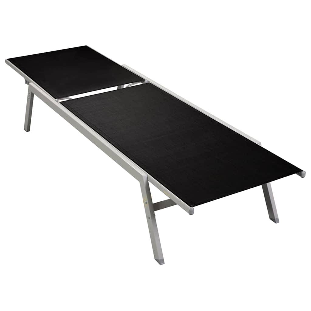 vidaXL Sonnenliege Stahl und Textilene Schwarz