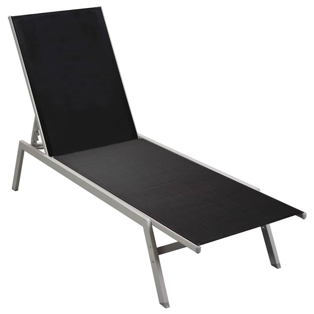vidaXL Sonnenliege Stahl und Textilene Schwarz