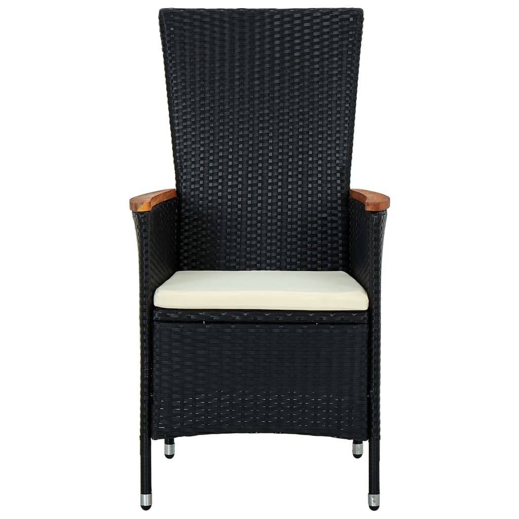 vidaXL 7-tlg. Garten-Essgruppe Poly Rattan Akazienholz Schwarz
