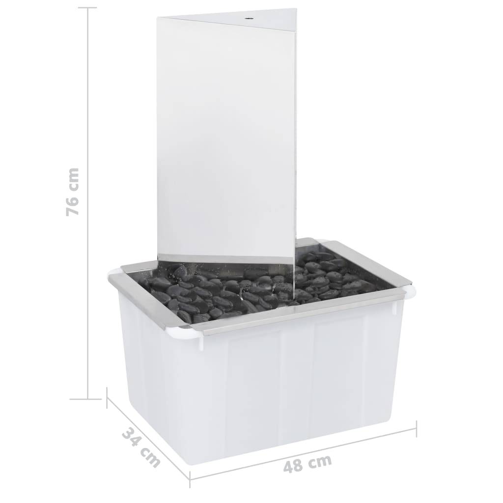 vidaXL Gartenbrunnen mit Pumpe Edelstahl 76 cm Dreieckig
