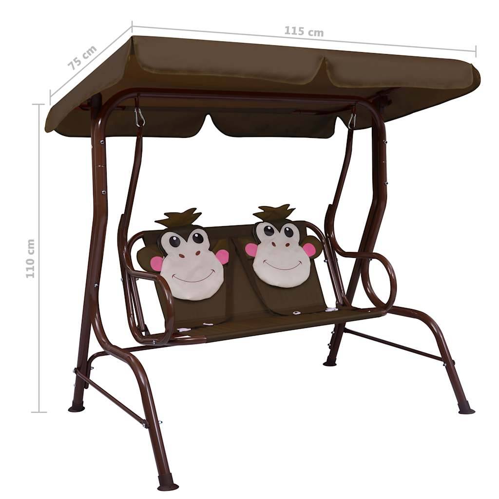 vidaXL Kinder-Hollywoodschaukel Braun 115×75×110 cm Stoff