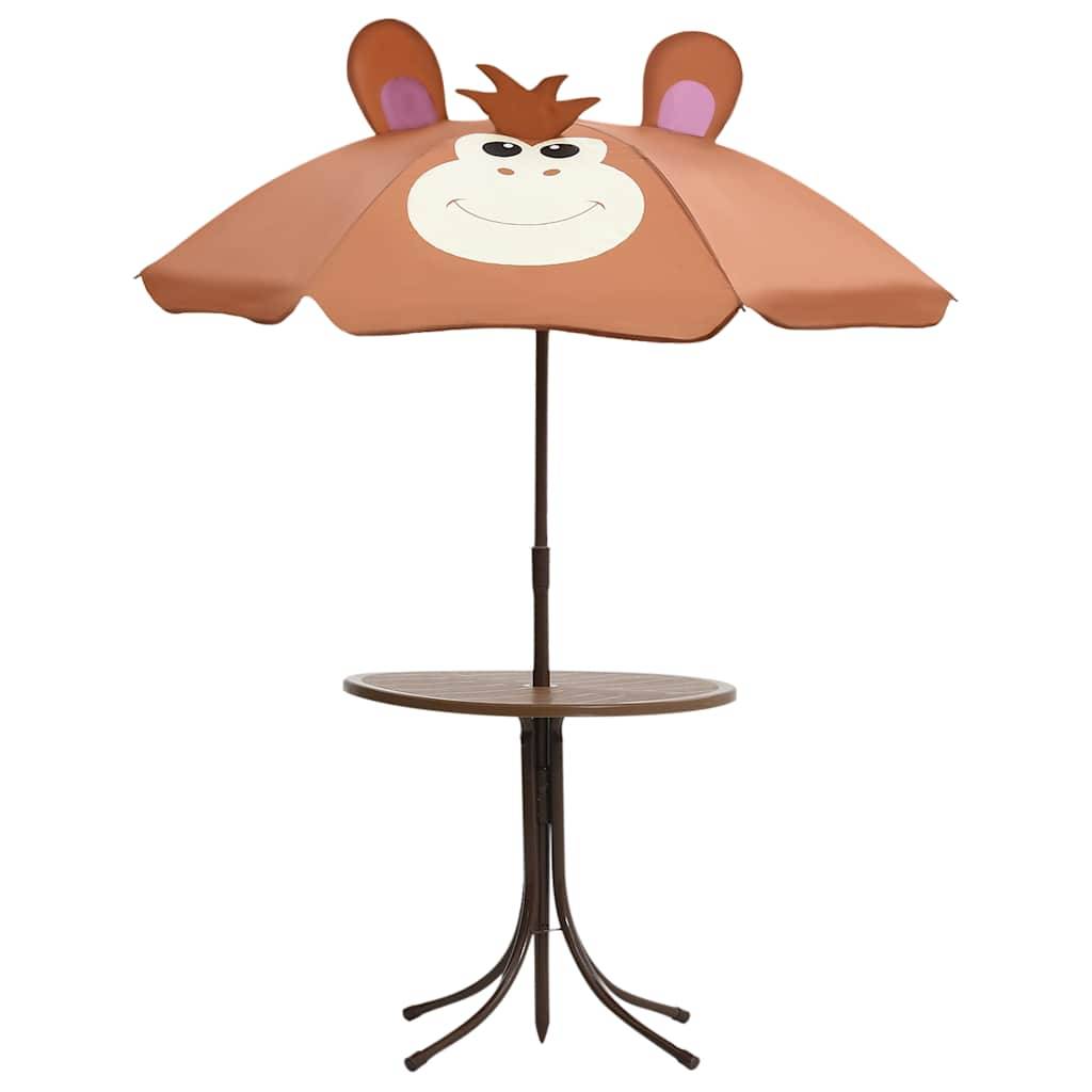 vidaXL 3-tlg. Garten-Bistro-Set für Kinder mit Sonnenschirm Braun
