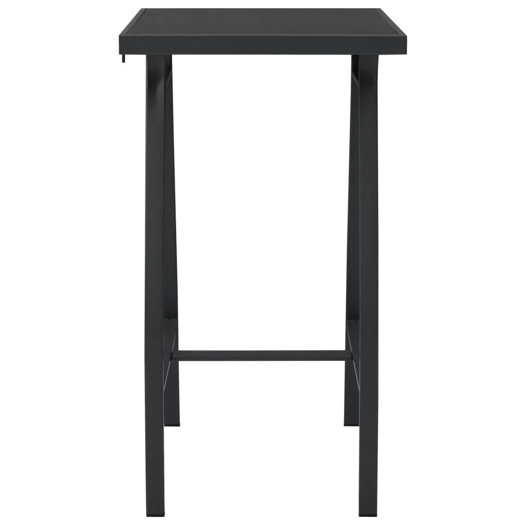 vidaXL Garten-Bartisch Schwarz 60×60×110 cm Hartglas