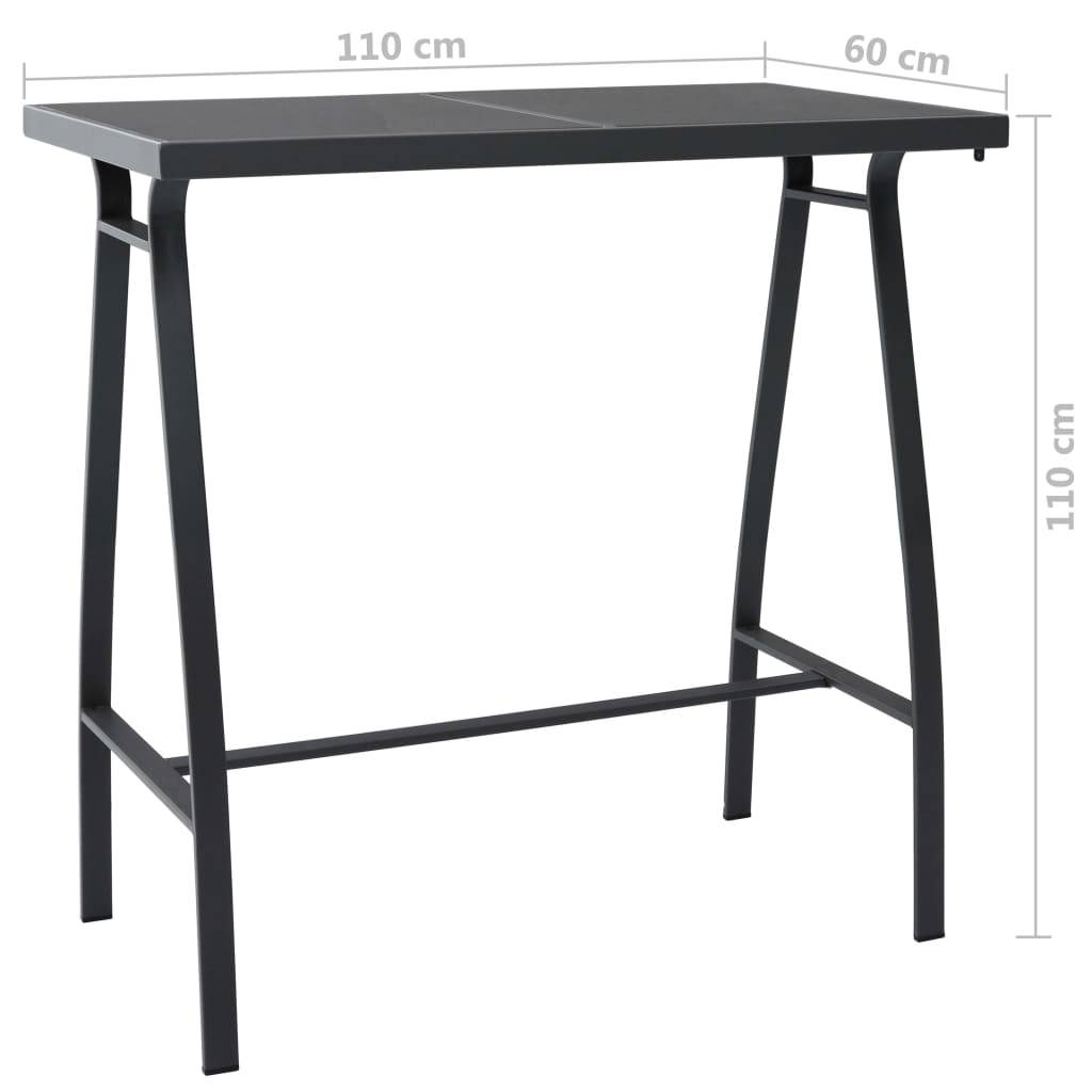 vidaXL Garten-Bartisch Schwarz 110x60x110 cm Hartglas