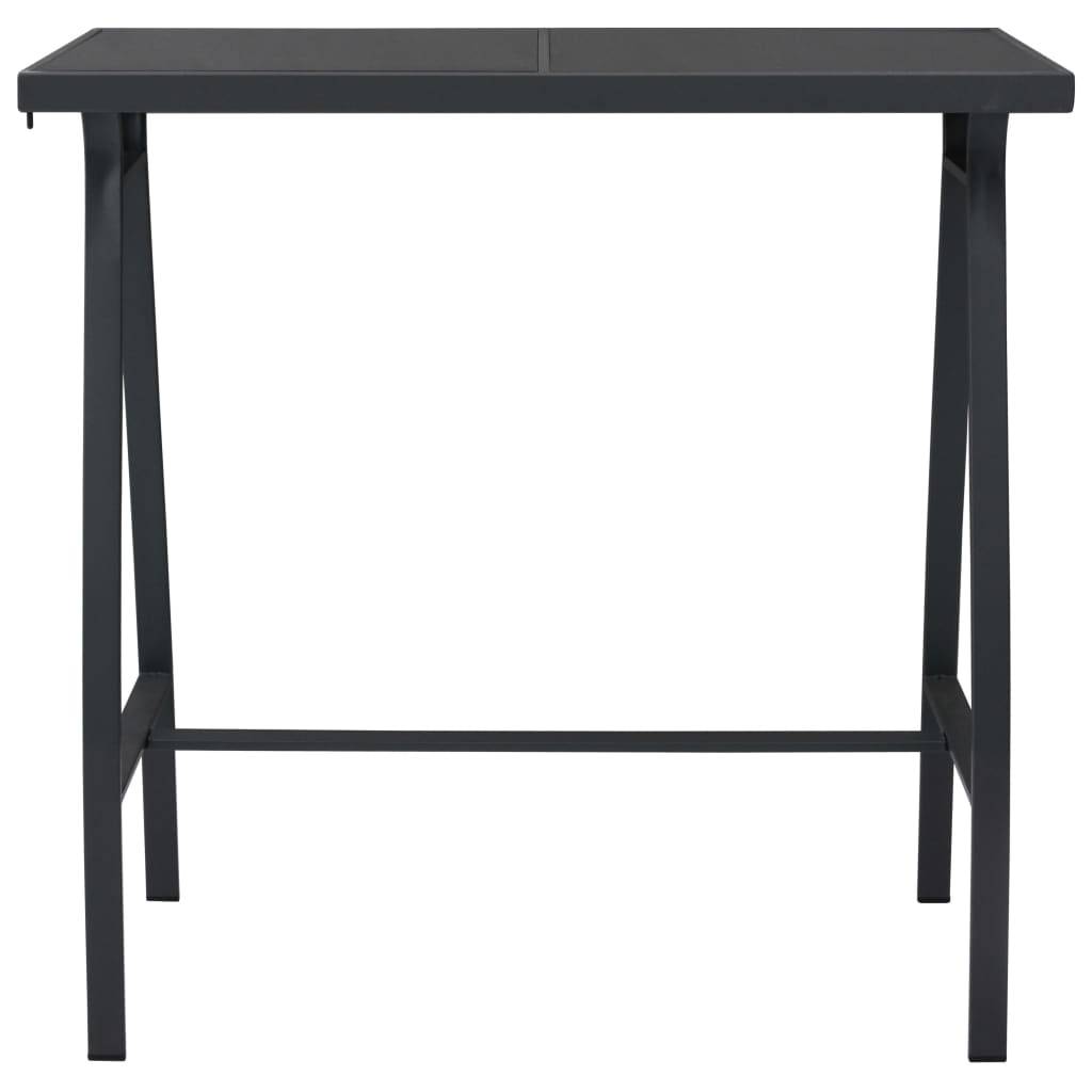 vidaXL Garten-Bartisch Schwarz 110x60x110 cm Hartglas
