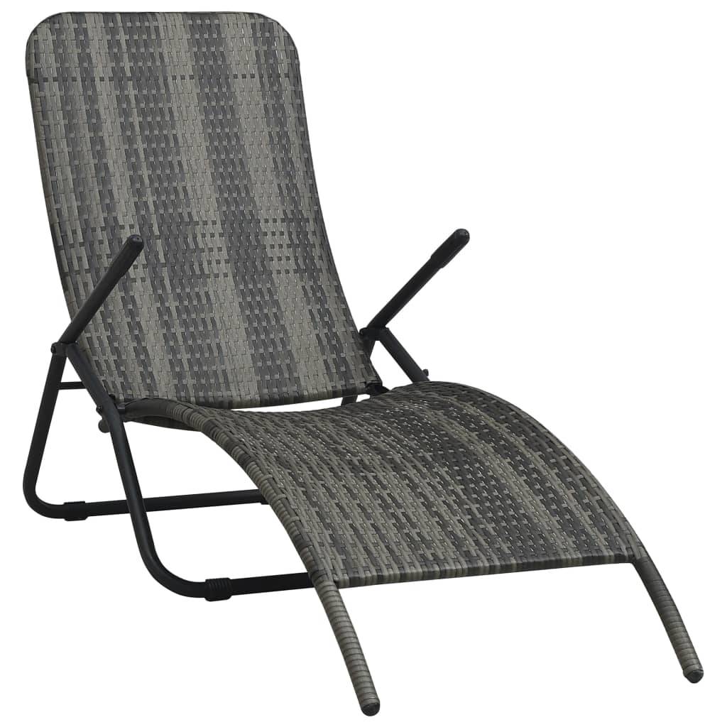 vidaXL Klappbare Sonnenliege Poly Rattan Grau