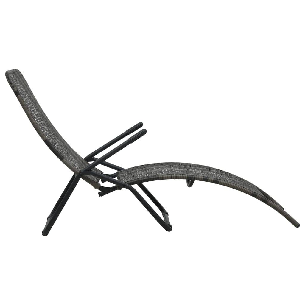 vidaXL Klappbare Sonnenliege Poly Rattan Grau