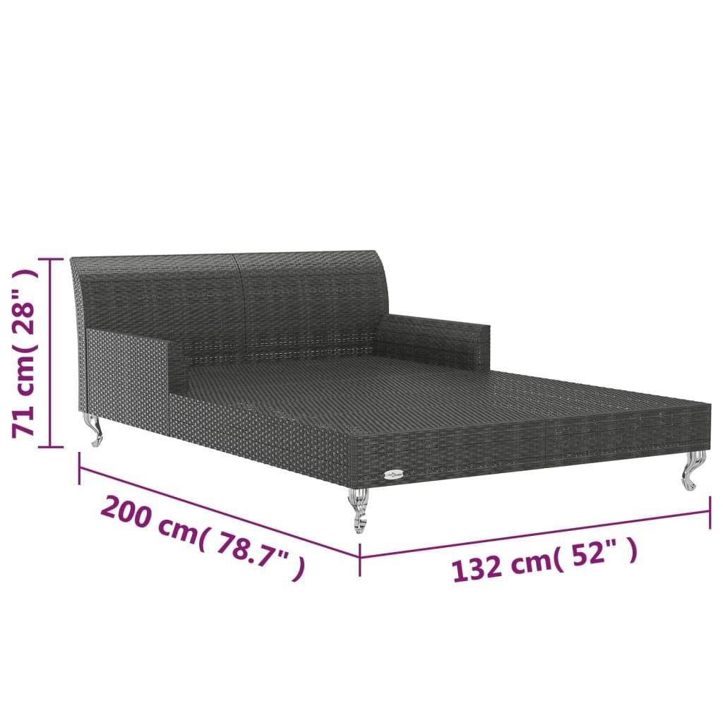 vidaXL 2-Personen-Sonnenliege mit Auflagen Poly Rattan Schwarz