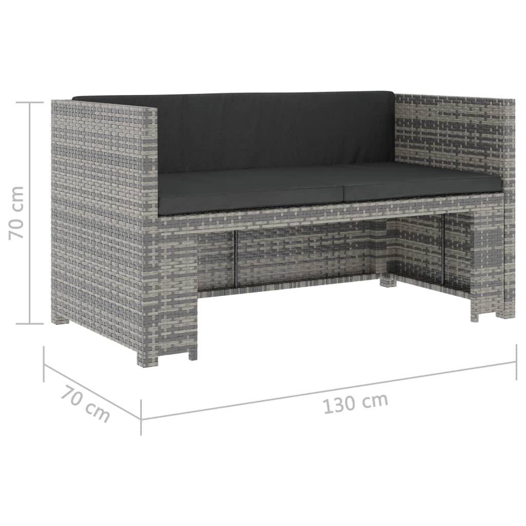 vidaXL 5-tlg. Garten-Lounge-Set mit Auflagen Poly Rattan Grau