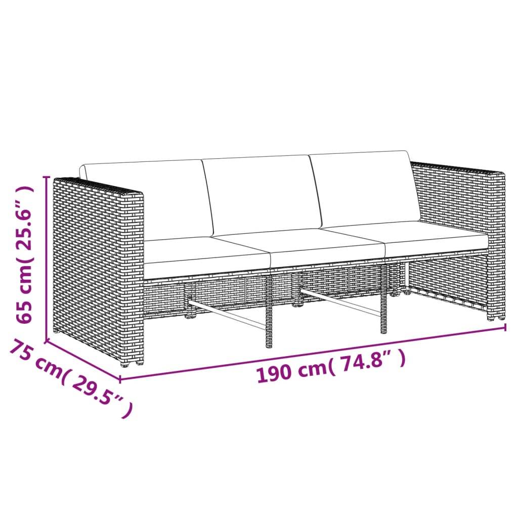 vidaXL 4-tlg. Garten-Lounge-Set mit Auflagen Poly Rattan Grau