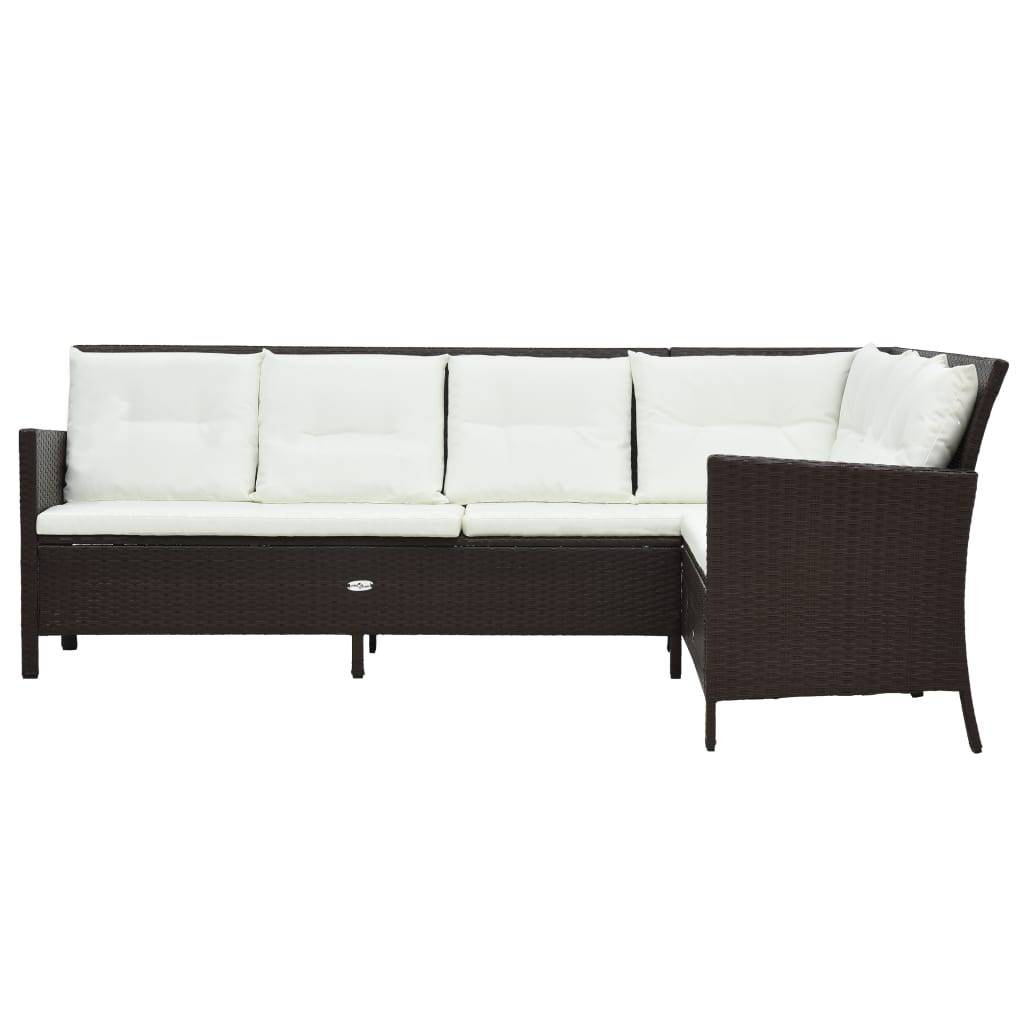 vidaXL 3-tlg. Garten-Lounge-Set mit Auflagen Poly Rattan Braun