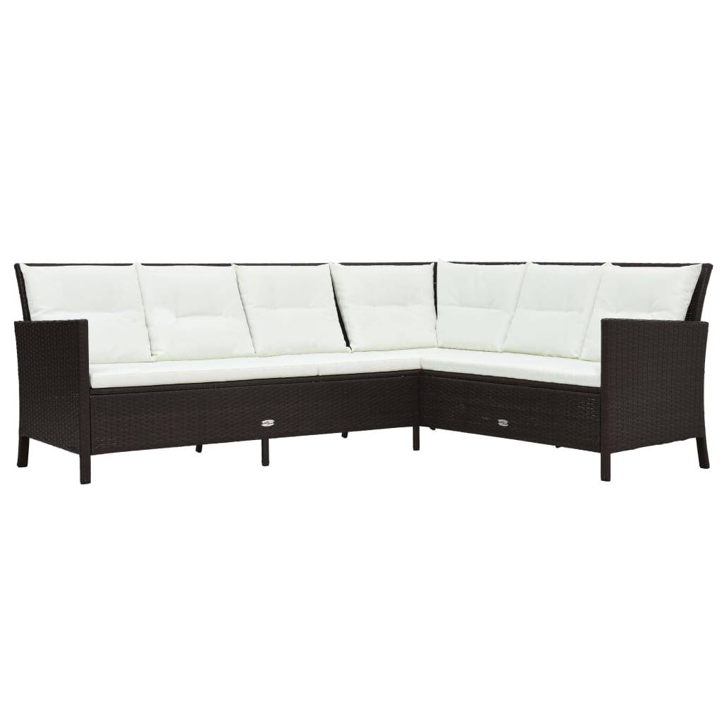 vidaXL 3-tlg. Garten-Lounge-Set mit Auflagen Poly Rattan Braun