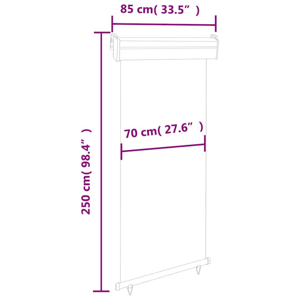 vidaXL Balkon-Seitenmarkise 85x250 cm Creme