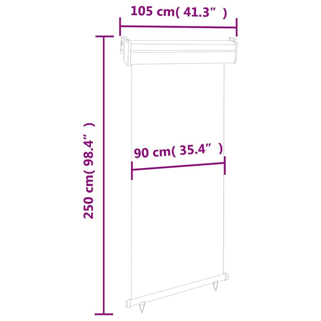 vidaXL Balkon-Seitenmarkise 105x250 cm Creme