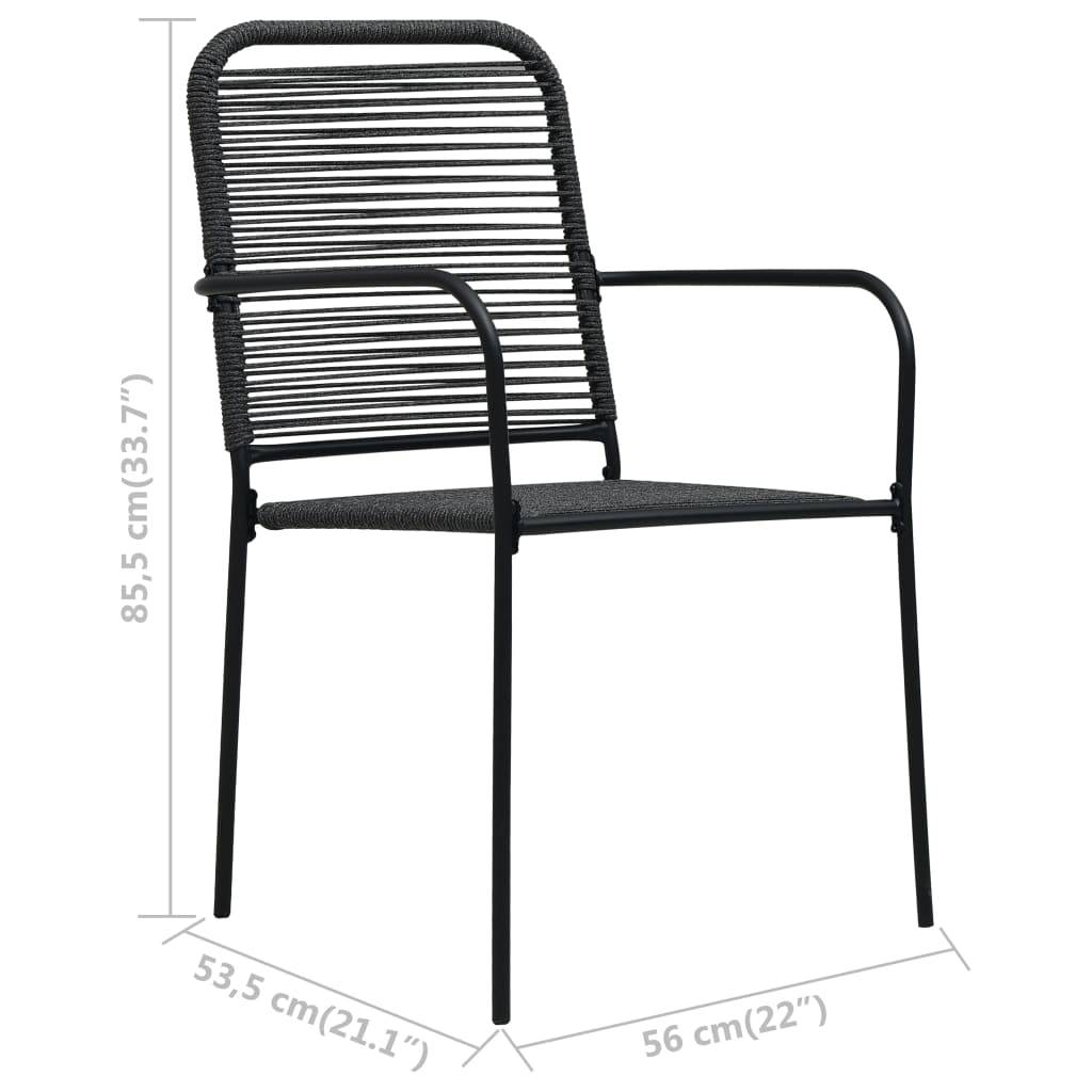 vidaXL Gartenstühle 2 Stk. Baumwollseil und Stahl Schwarz