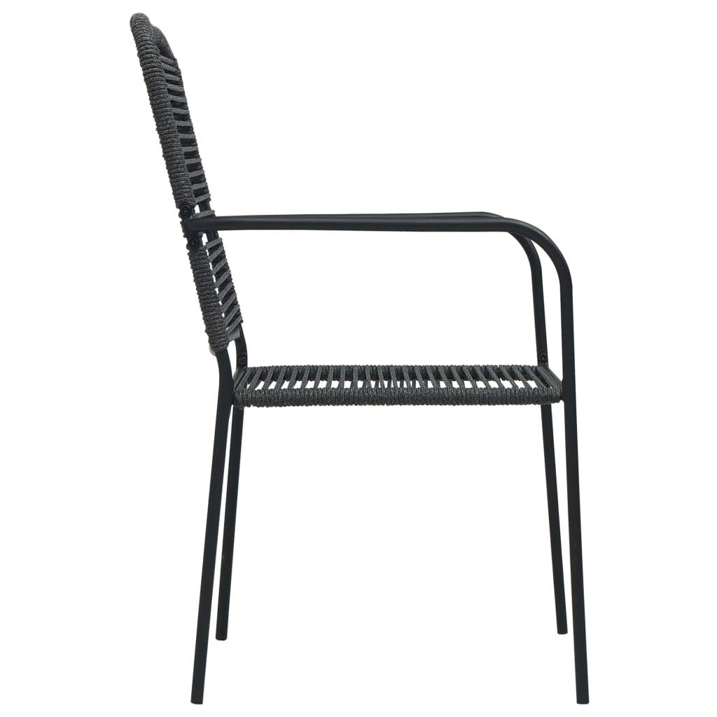 vidaXL Gartenstühle 2 Stk. Baumwollseil und Stahl Schwarz