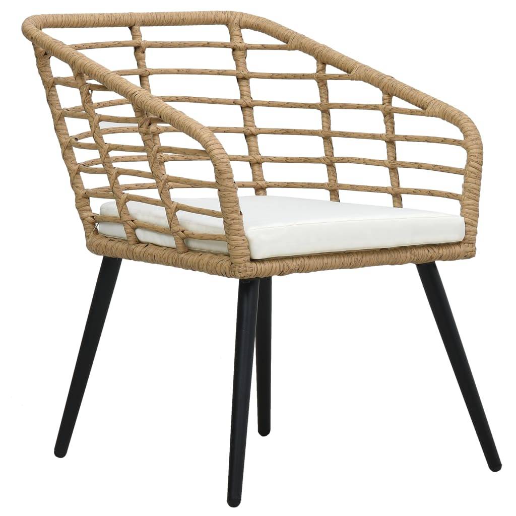 vidaXL Gartenstühle 2 Stk. mit Auflagen Poly Rattan Eiche