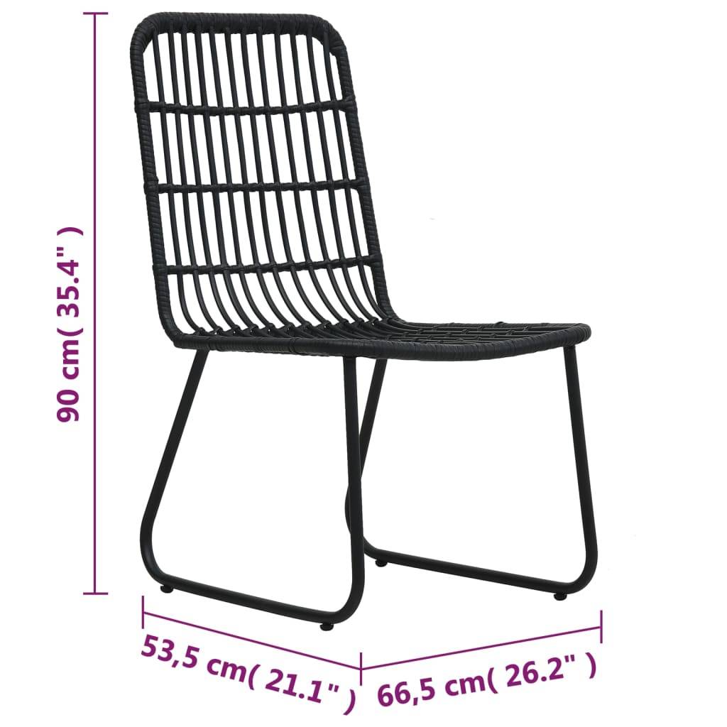vidaXL Gartenstühle 2 Stk. Poly Rattan Schwarz