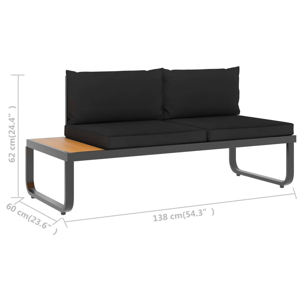vidaXL 5-tlg. Garten-Ecksofa-Set mit Auflagen Aluminium und WPC