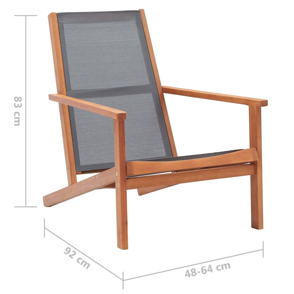 vidaXL Garten-Loungestuhl Grau Eukalyptus Massivholz und Textilene