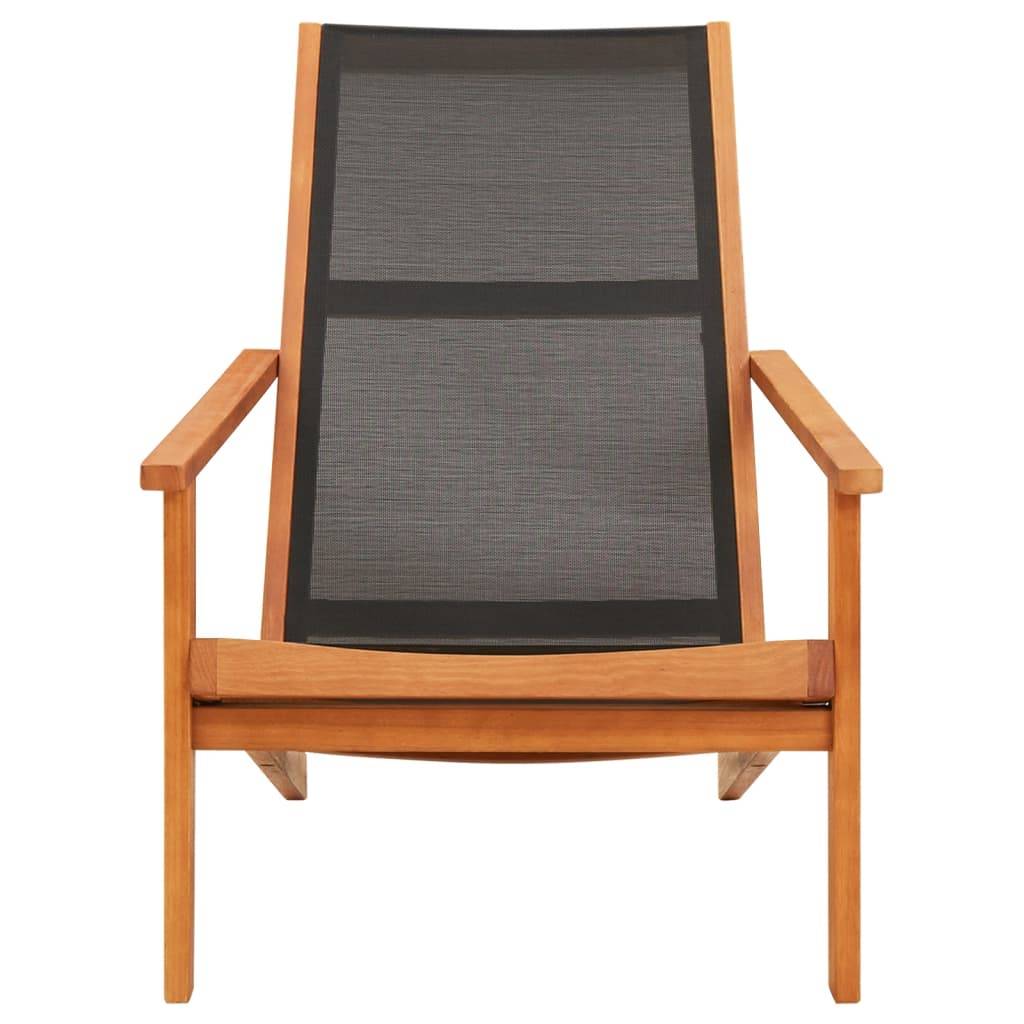 vidaXL Garten-Loungestuhl Schwarz Massivholz Eukalyptus und Textilene