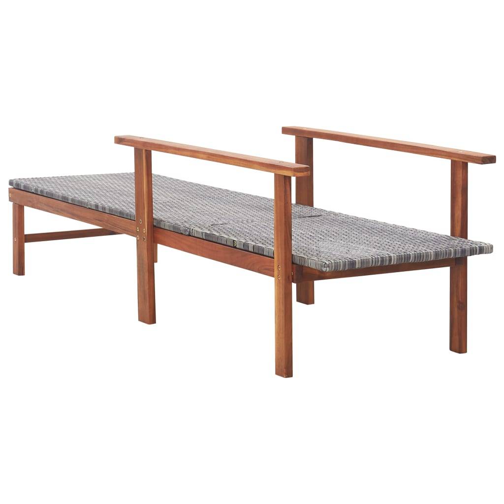 vidaXL Sonnenliege Poly Rattan und Massivholz Akazie Grau