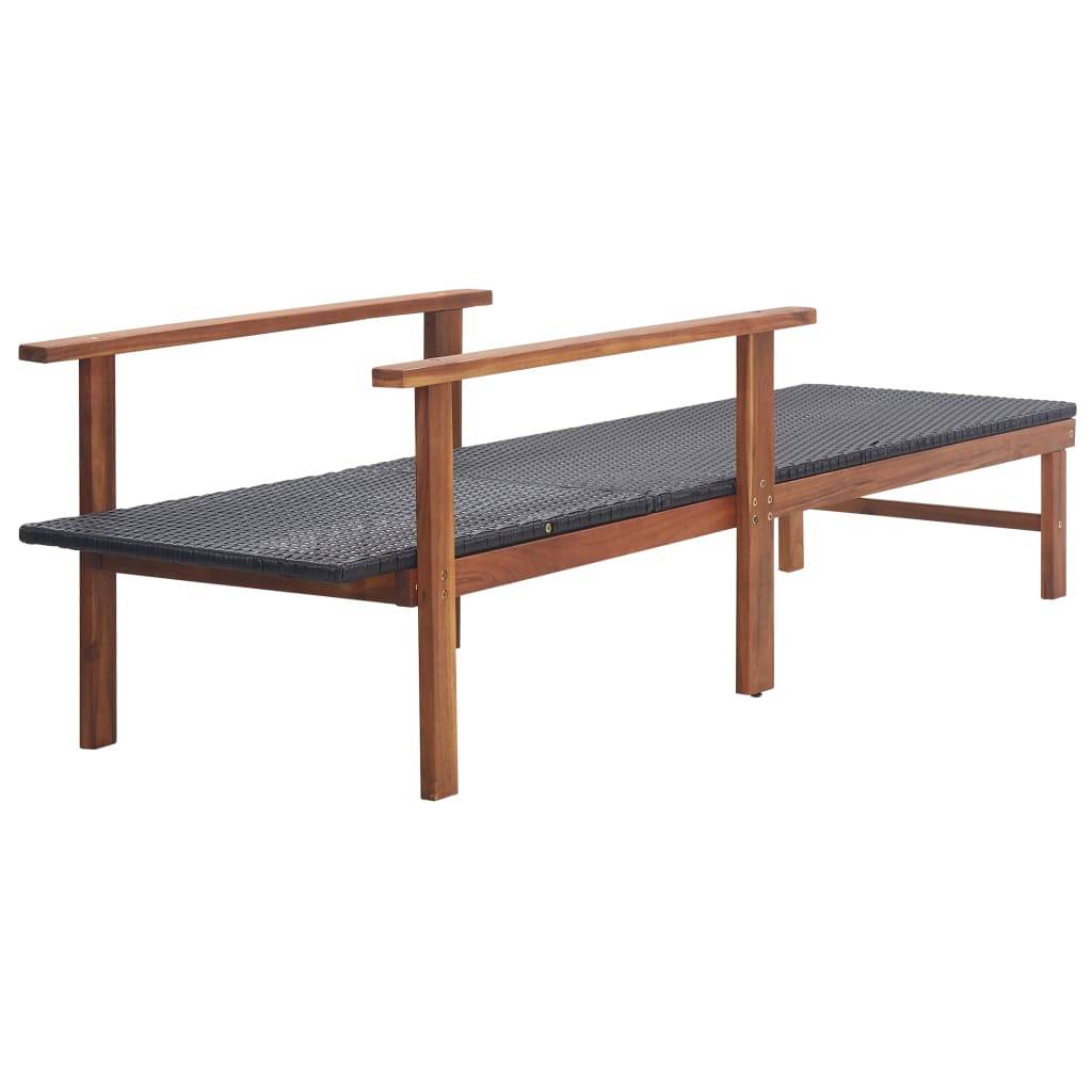 vidaXL Sonnenliege Poly Rattan und Massivholz Akazie Schwarz
