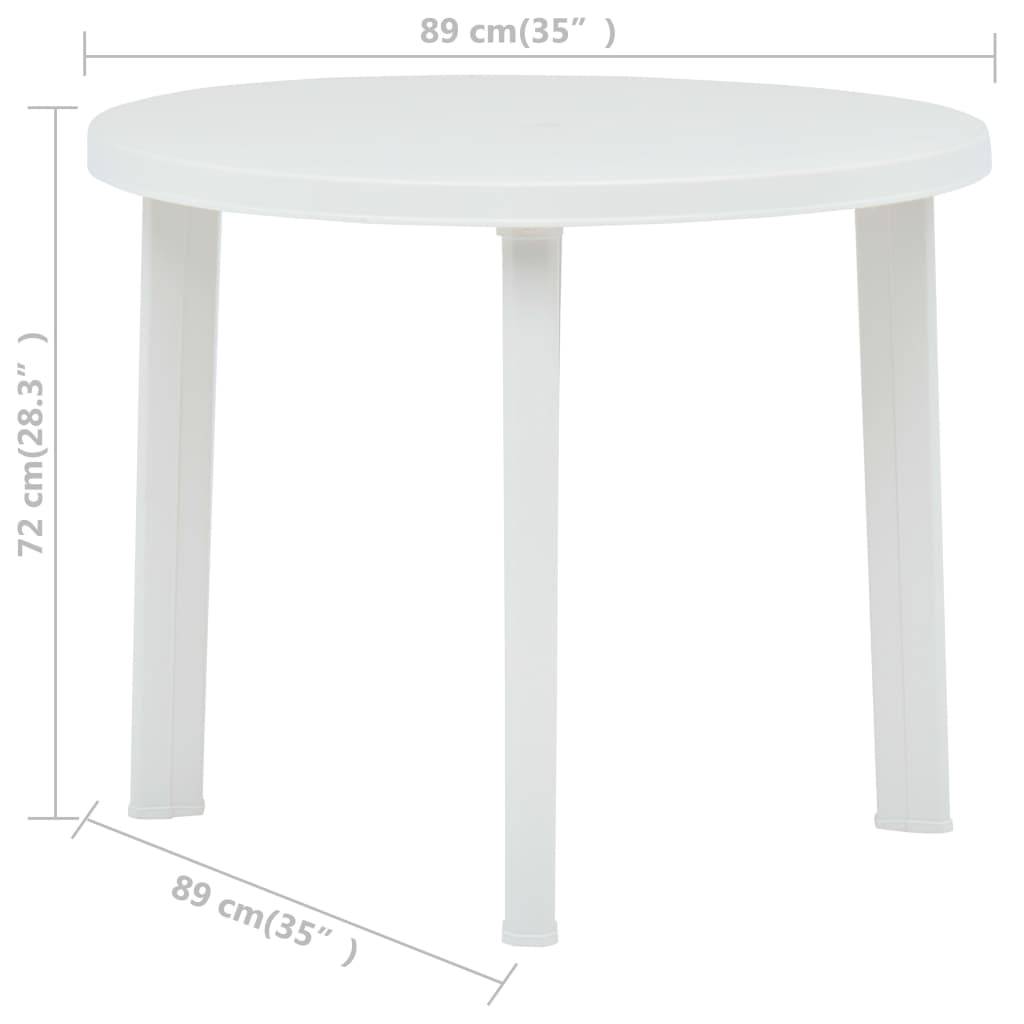 vidaXL Gartentisch Weiß 89 cm Kunststoff