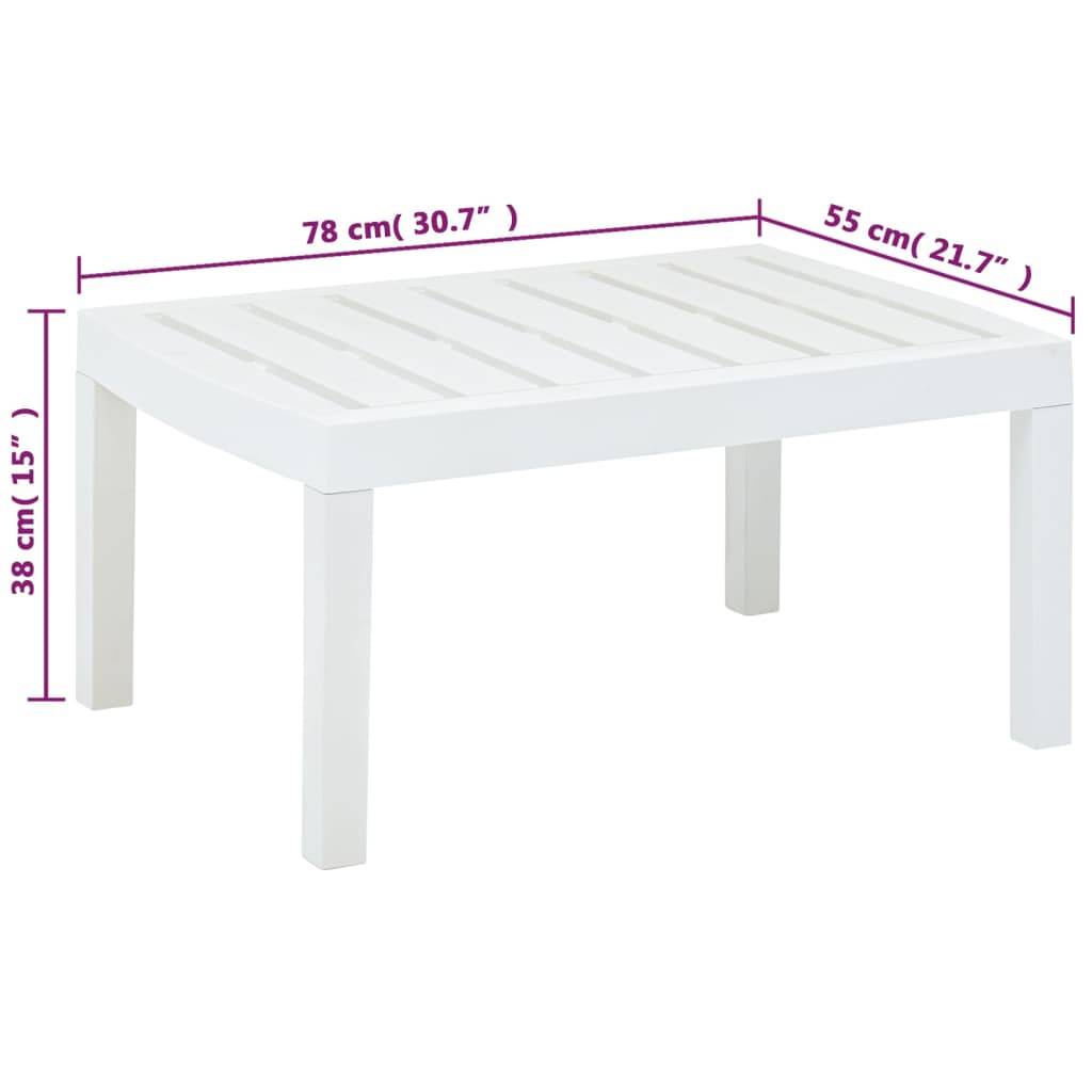 vidaXL Gartentisch Weiß 78x55x38 cm Kunststoff