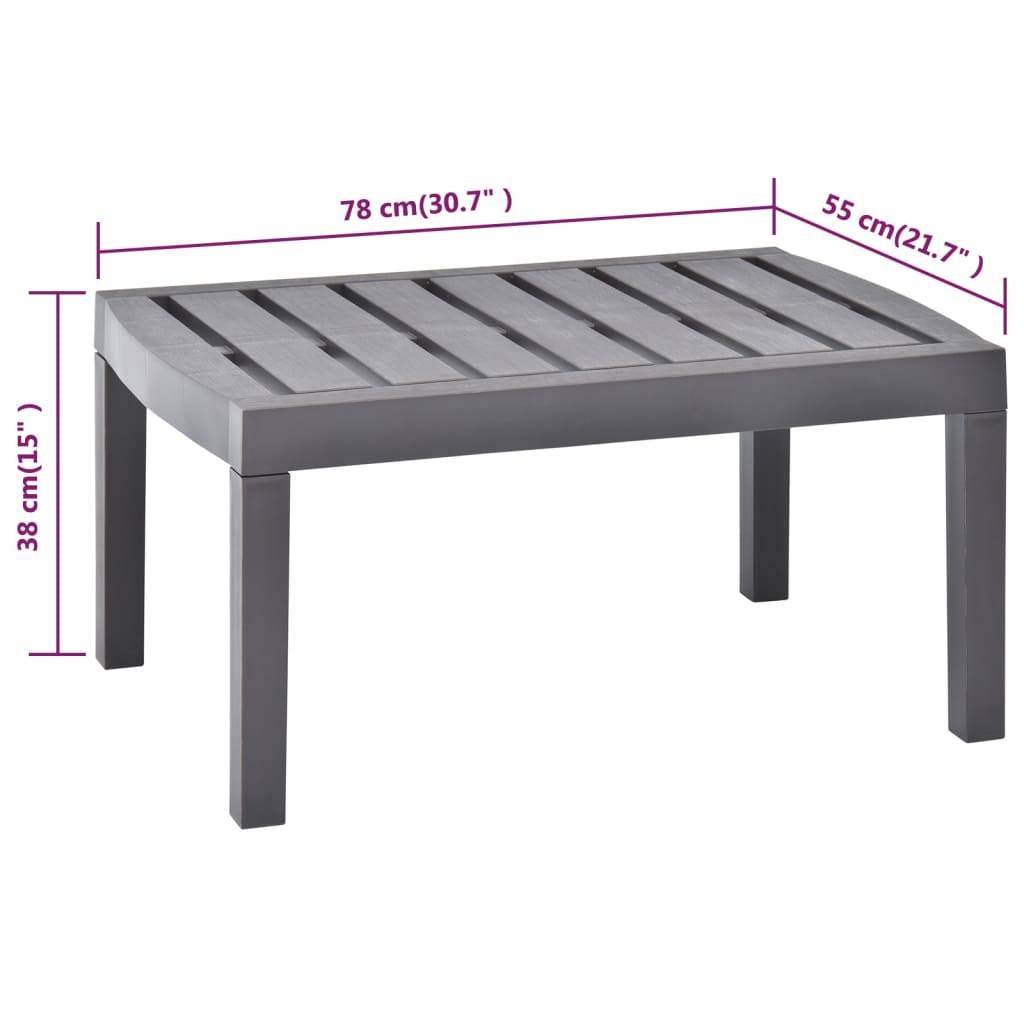 vidaXL Gartentisch Mokka 78x55x38 cm Kunststoff