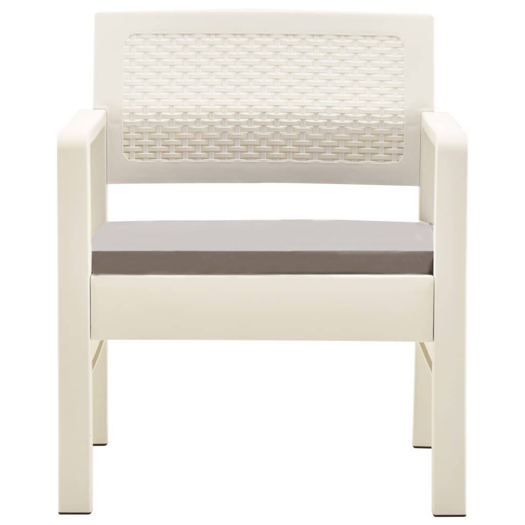 vidaXL 3-tlg. Garten-Lounge-Set Kunststoff Weiß