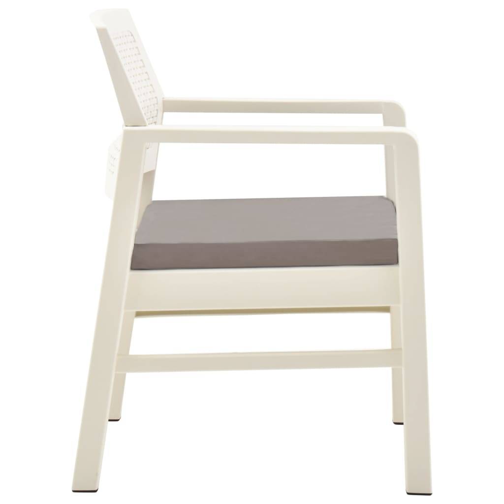 vidaXL 3-tlg. Garten-Lounge-Set Kunststoff Weiß