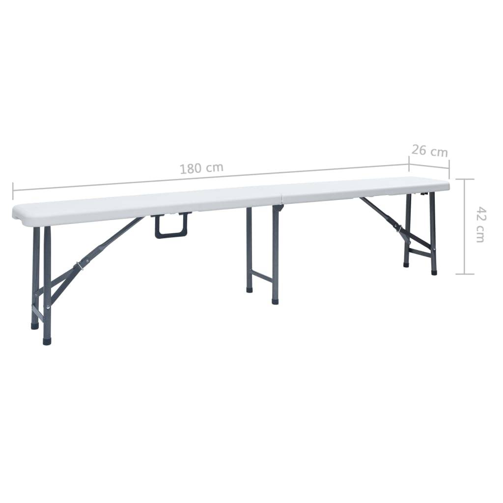 vidaXL Klappbare Gartenbänke 2 Stk. 180 cm HDPE Weiß