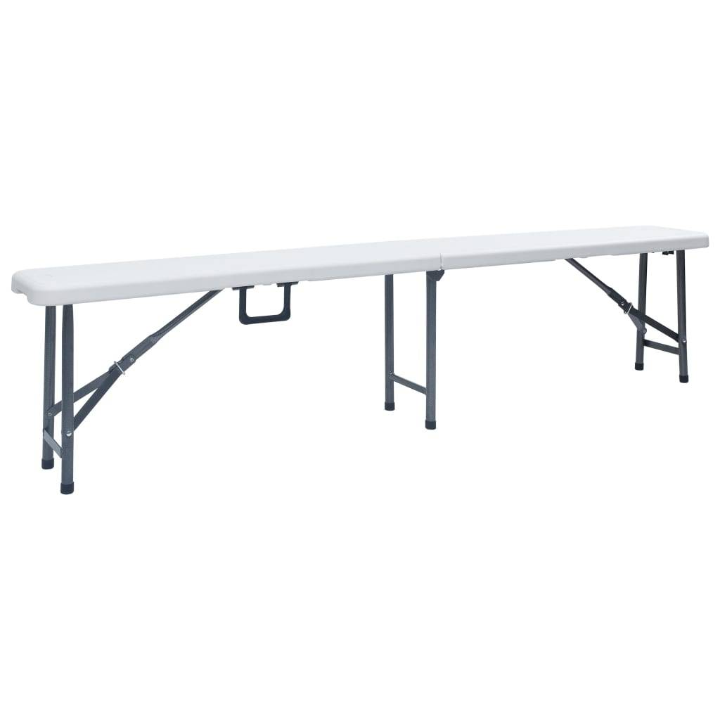 vidaXL Klappbare Gartenbänke 2 Stk. 180 cm HDPE Weiß