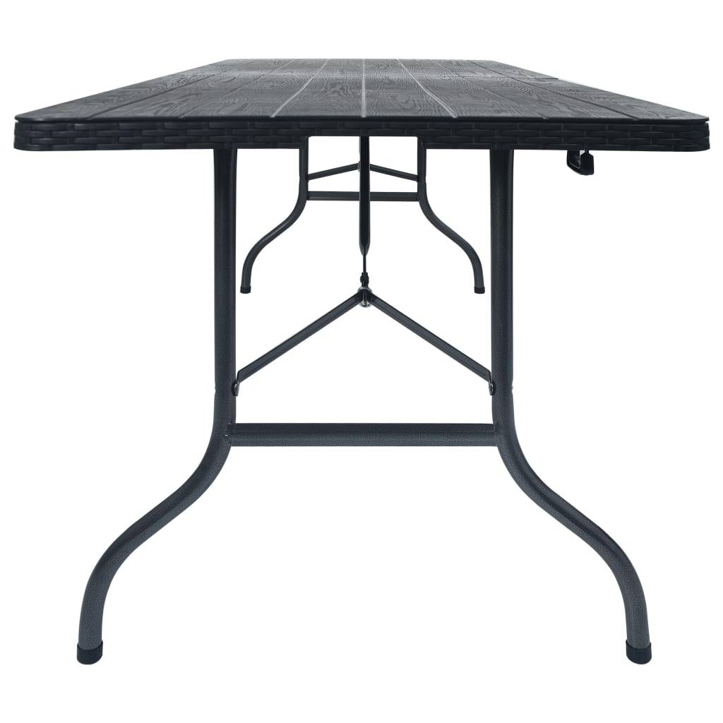 vidaXL Gartentisch Klappbar Schwarz 180×75×72 cm HDPE Rattan-Optik
