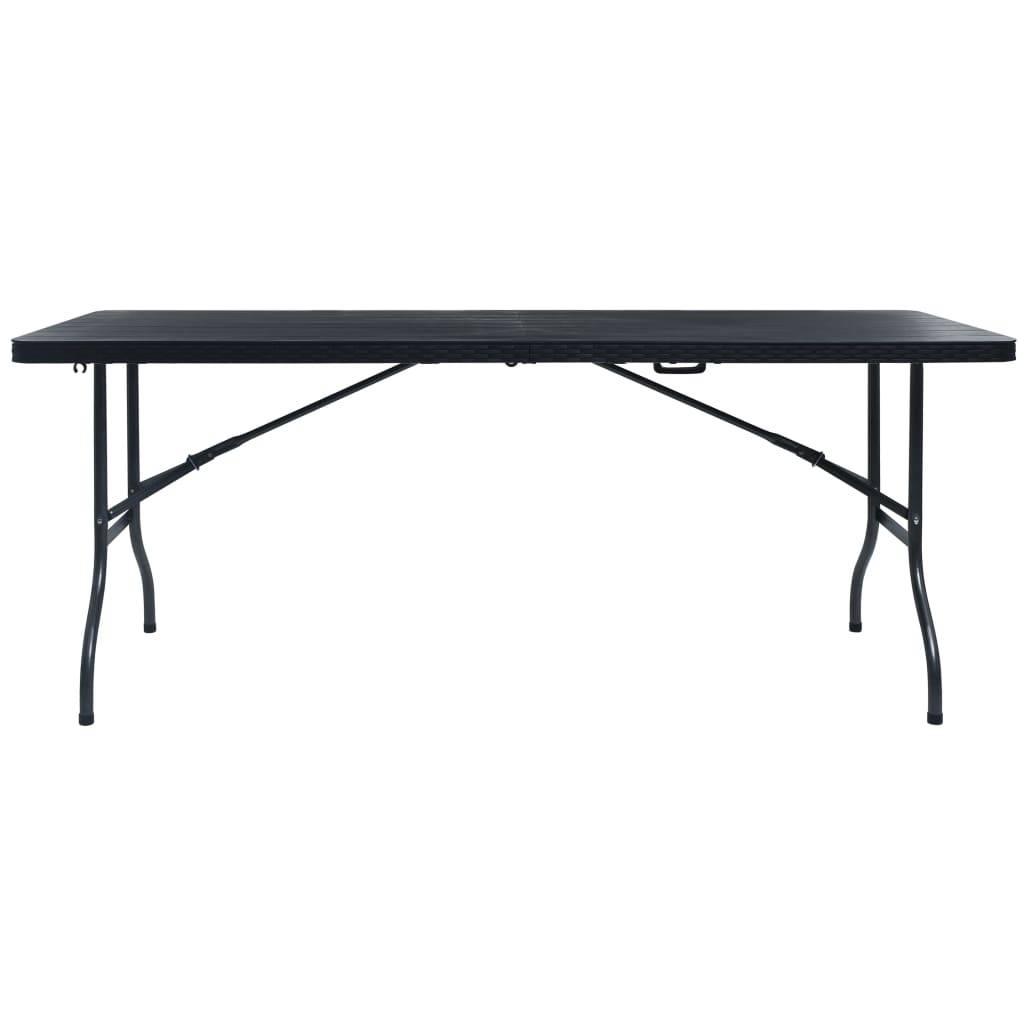 vidaXL Gartentisch Klappbar Schwarz 180×75×72 cm HDPE Rattan-Optik