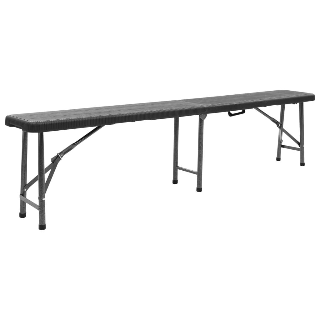 vidaXL Klappbare Gartenbänke 2 Stk. 180 cm HDPE Schwarz